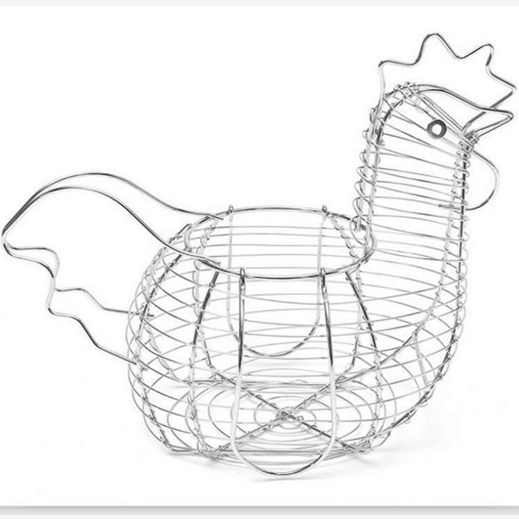Cesta de frutas de hierro cesta de huevos tejida cesta de aperitivos de almacenamiento de hierro cesta tejida creativa multiusos cesta de gallo cesta de gallina