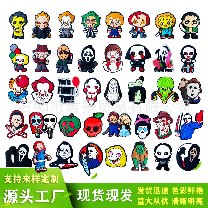 Thriller Halloween Series Clogs Shoe Charms DIY Accessories Shoe Decorations Pvc Soft Rubber Detachable DIY