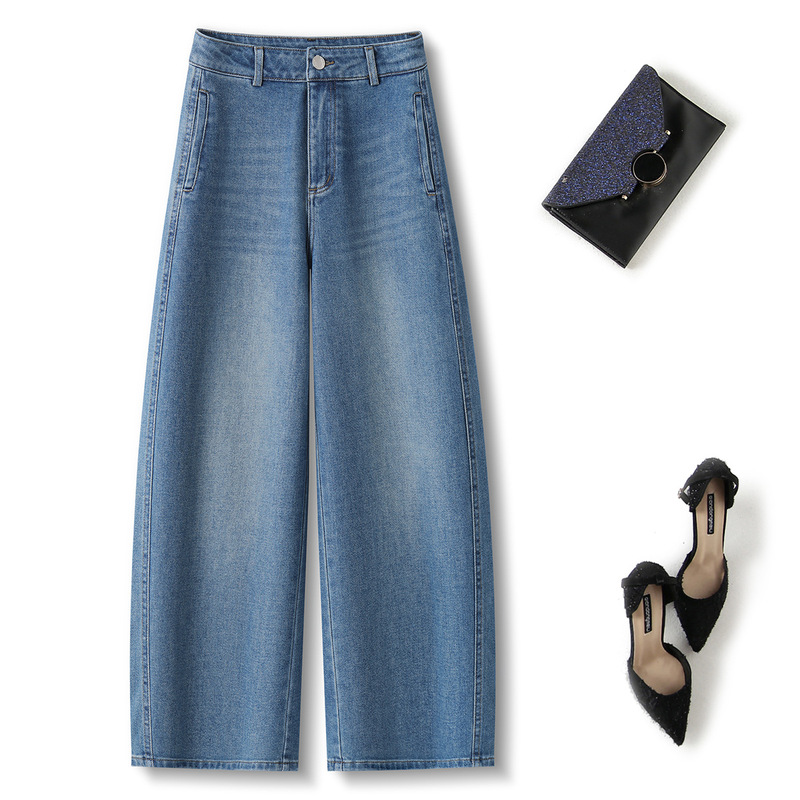 Nanyou Quality 2026 Spring Tencel Cotton Curved Cut Jeans for Women Lyocell Denim High Waist Slimming Directly from Manufacturer