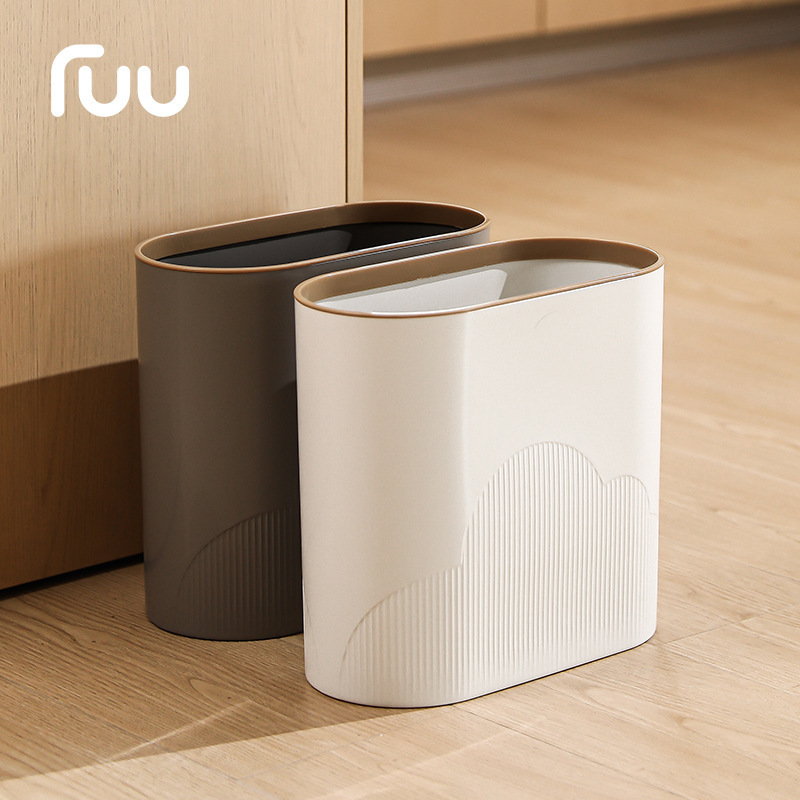 Bathroom Gap Trash Can with Lid Household Kitchen Gap Rectangular Trash Basket Toilet Trash Basket Large