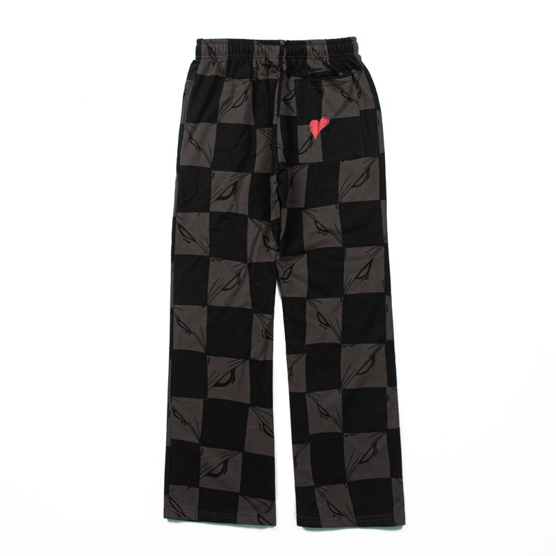 Other Sweatpants Checkerboard Heart Loose Black Grey