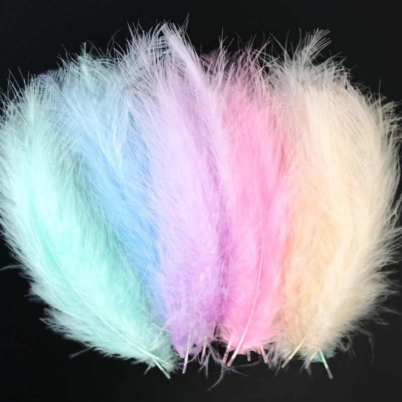 Macaron feather color pointed tail velvet turkey feather dream catcher decorative material wave ball balloon gift box filler Macaron feather color pointed tail velvet turkey feather dream catcher decorative material wave ball balloon gift box filler