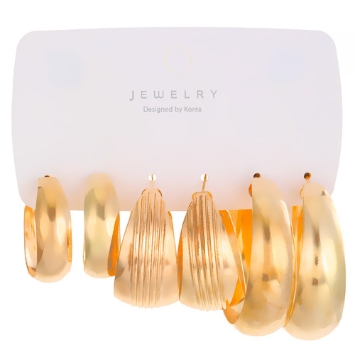 跨境几何耳环套装女时尚珍珠耳圈耳饰卡装合金耳环earrings set