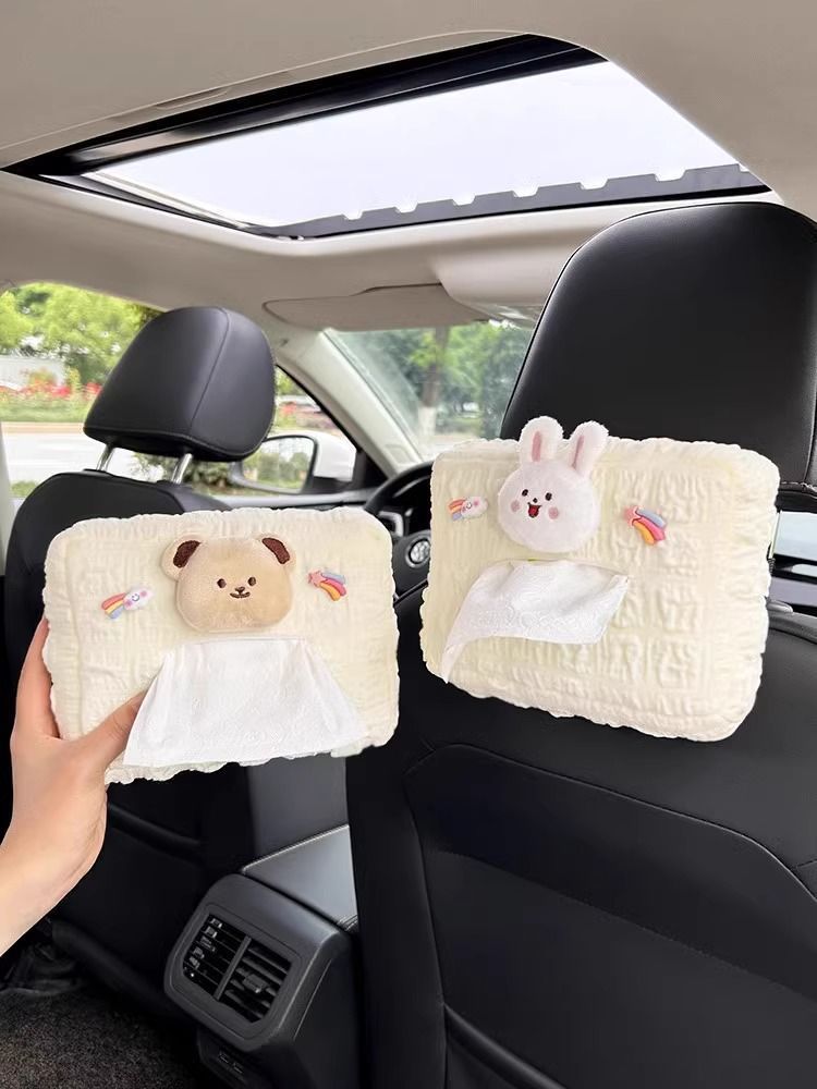 Car Tissue Box, Car Tissue Holder, Seat Back Hanging Paper Bag, Armrest Box, Sun Visor, Cute Decorative Items, Cartoon