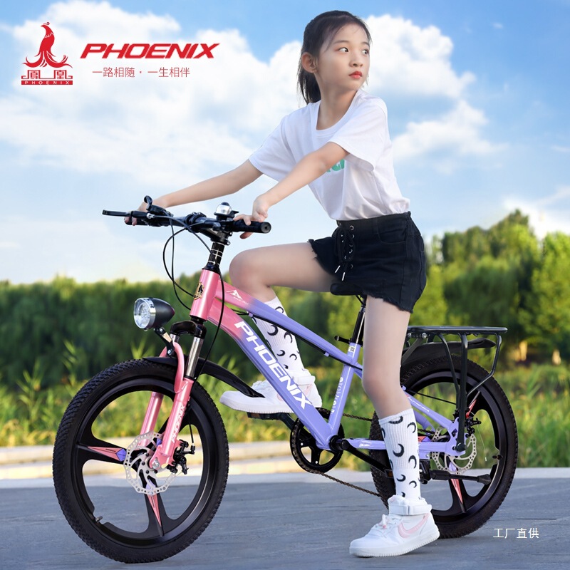Phoenix Kidsren's Bicycle 6-12 Years Old Girls, Middle-Aged Boys, Older Kidsren, Primary School Students, Variable Speed Mountain Bike Pedals