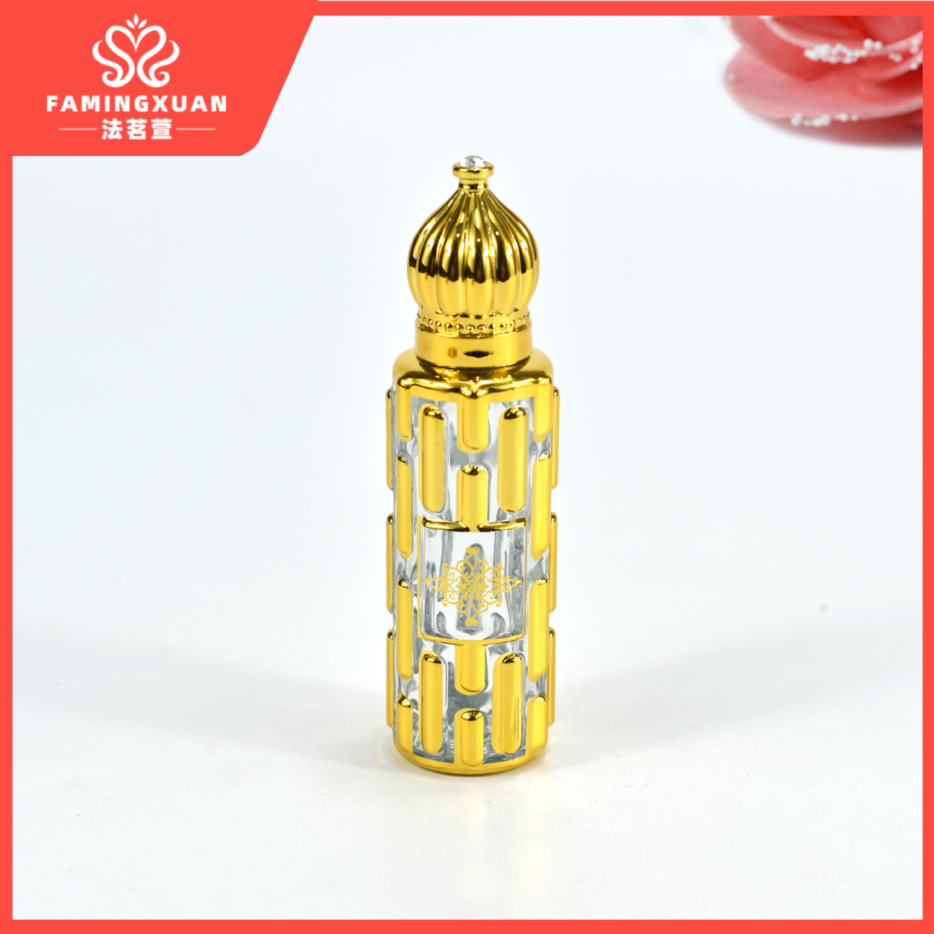 Botella vacía de la botella de perfume a granel de la sub-botella vacía de la bola de cristal del dorado 15ML