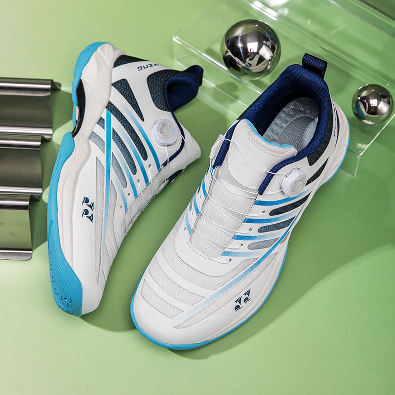Nuevos zapatos de bádminton transfronterizos botón giratorio entrenamiento de tenis de mesa zapatos antideslizantes zapatos resistentes al desgaste