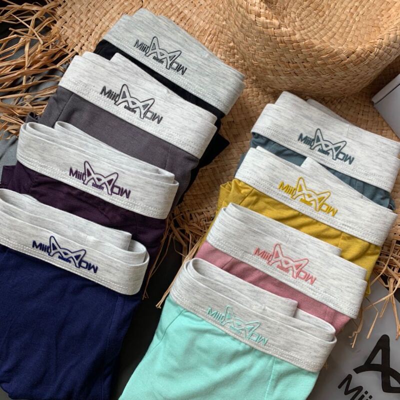 4 New Solid Color Modal Cotton Men's Underwear Cat Quality Mid-Waist Boxer Shorts Four-Corner Trousers