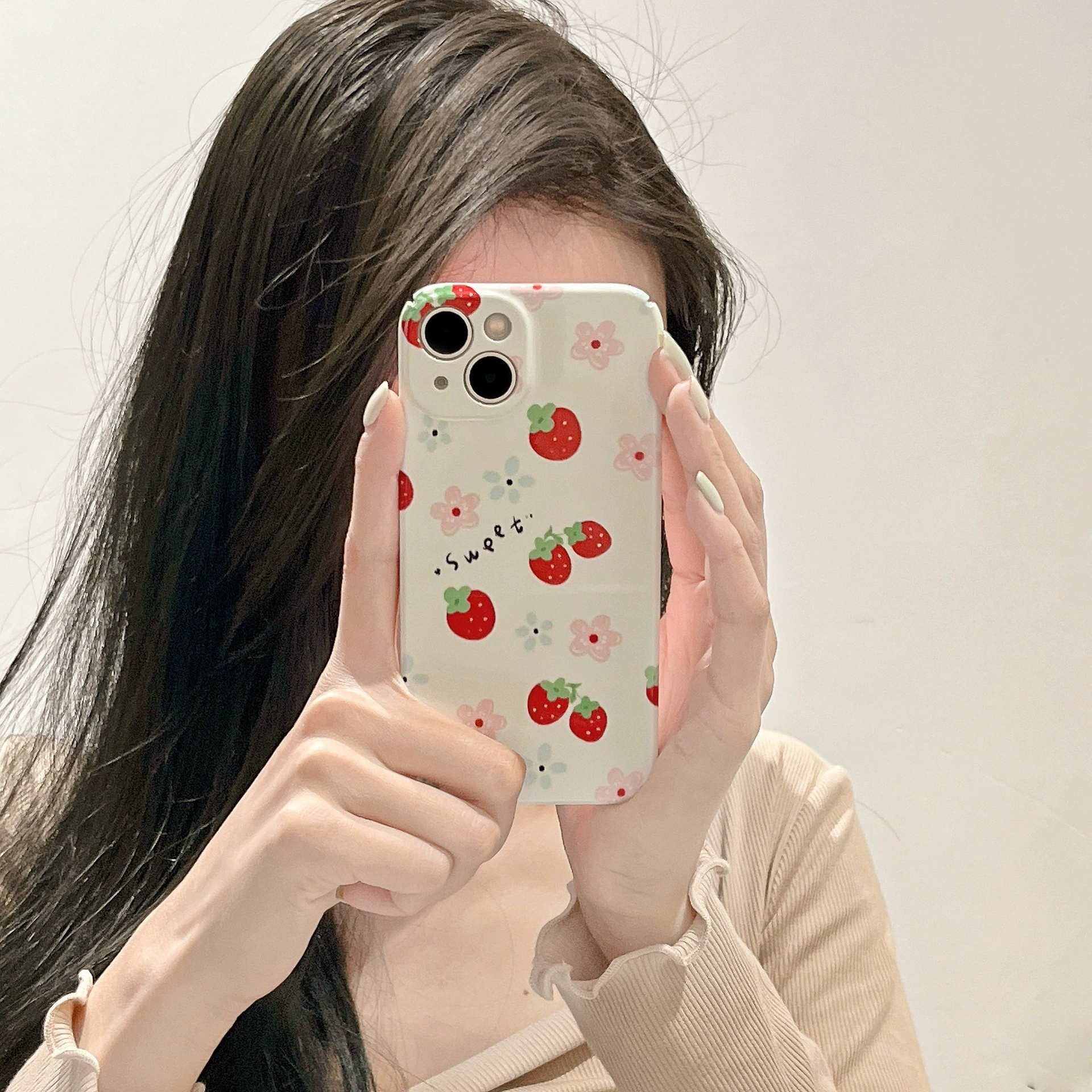 Яблоко, клубника, iPhone 14, мультяшный милый чехол для телефона, цветочный, iphone, 17примакс