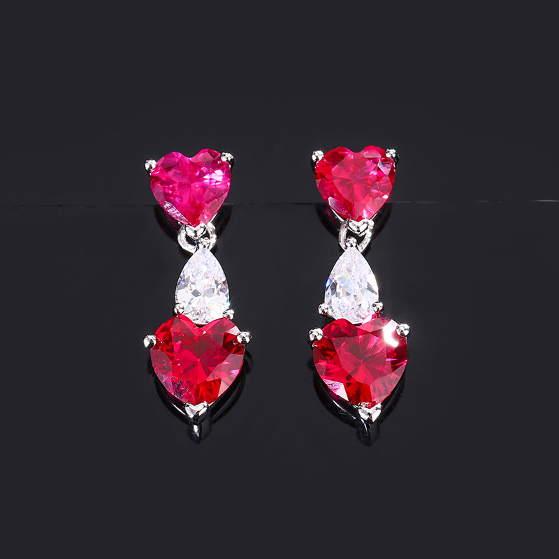 Zhuang Sheng joyería S925 plata embalaje independiente pendientes del perno prisionero precioso tesoro colorido dulce simple pendientes del perno prisionero de las mujeres 6*6-7*7