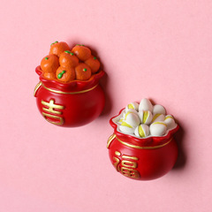 2025开心果橘子吉祥福袋食玩冰箱贴福字新年装饰品马年创意磁贴