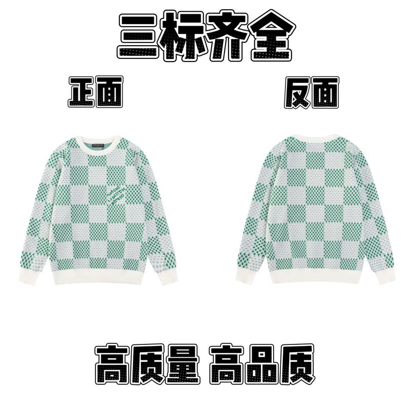 2025春秋新款潮牌字母满身logo圆领针织毛衣男女款宽松休闲上衣【|undefined