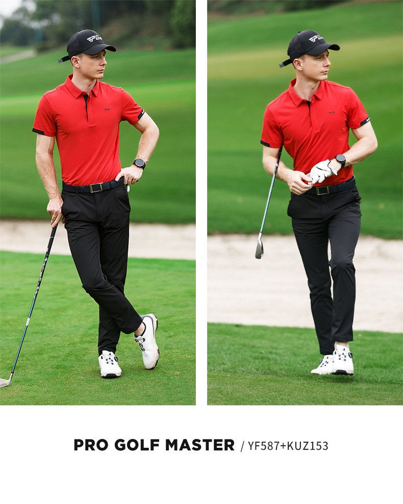 Áo thun golf nam ngắn tay PGM hút ẩm nhanh khô — YF587-màu trắng, YF587-Màu đen, YF587-màu đỏ chi tiết 16