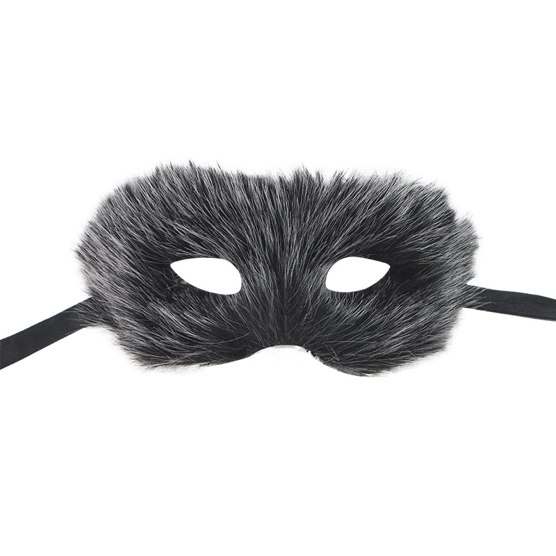 Oferta exclusiva de Amazon Venta caliente máscara de media cara de zorro de pelo largo fiesta de baile máscara de zorro de peluche sexy