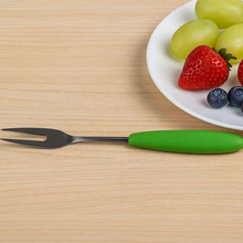 SS304不锈钢胡萝卜叉 水果叉子 食品级硅胶手柄家用水果叉 甜品叉