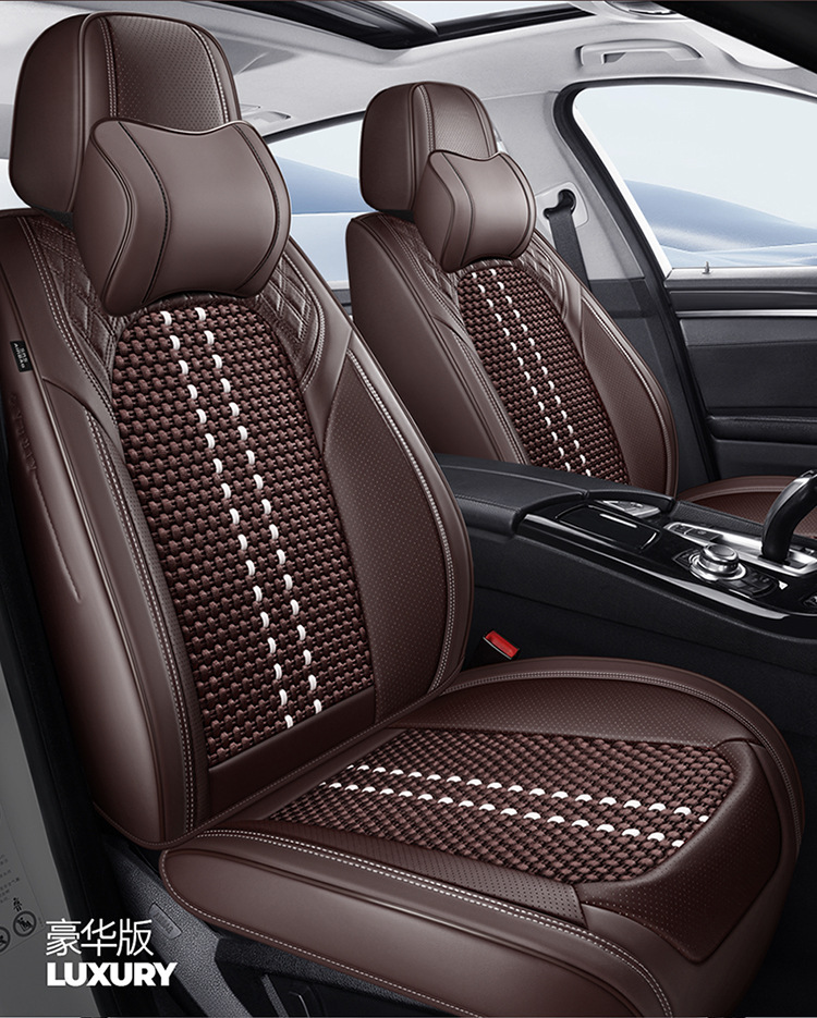 2025 Manufacturer Wholesale New Nappa Leather Diamond Seat Cover Ice Silk Four-Season Universal Car Five-Seater Cushion Seat Cover