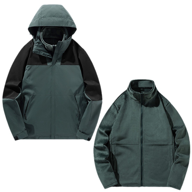 2023 invierno nuevo traje de asalto 3 - en - 1 para hombres y mujeres engrosado dos piezas juego de ropa al aire libre a prueba de viento, agua y lana