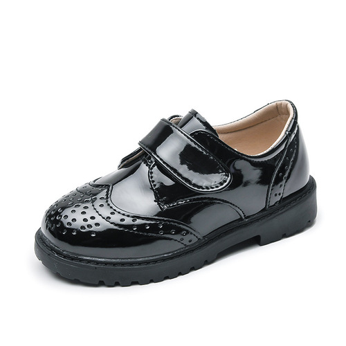 Boys' black soft-soled spring and autumn school choir performance shoes for children's performances