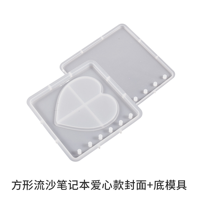 Cristal epoxi Quicksand cuaderno molde Quicksand estrella amor tablero de tablero rejilla cuaderno de silicona libre de sello de molienda