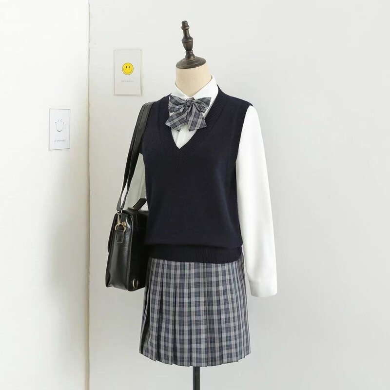 JK 制服セーターカーディガン卸売ベーシックジャケット女性の秋と冬のカレッジスタイルニットセータージャケット V ネック|undefined