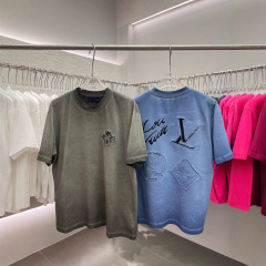 トップボード ディーズジャ 25ss 前後ロゴ刺繍 ウォッシュ加工 オールドカジュアル 半袖 男女同型 ゆったり万能Tシャツ