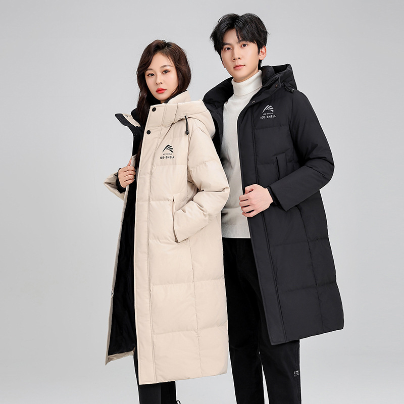 25 Years of Unisex Cold-Proof down Jacket Winter Long Hooded Thickeneded Warm White Duck down Fashion Loose Jacket