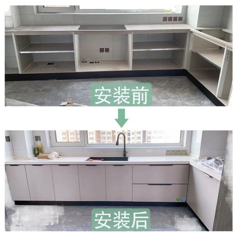 橱柜门免打孔晶钢门钢化玻璃厨房门板吊柜门无边框橱柜门|undefined