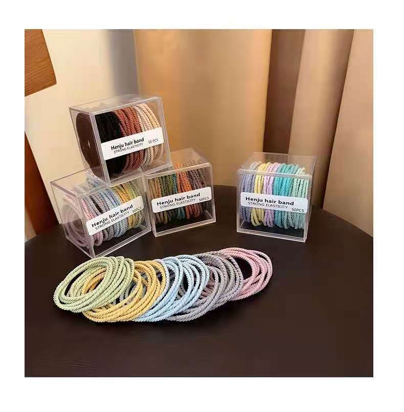 2021新款高弹力皮筋头绳韩版发饰橡皮筋简约螺纹扎头发女批发热卖