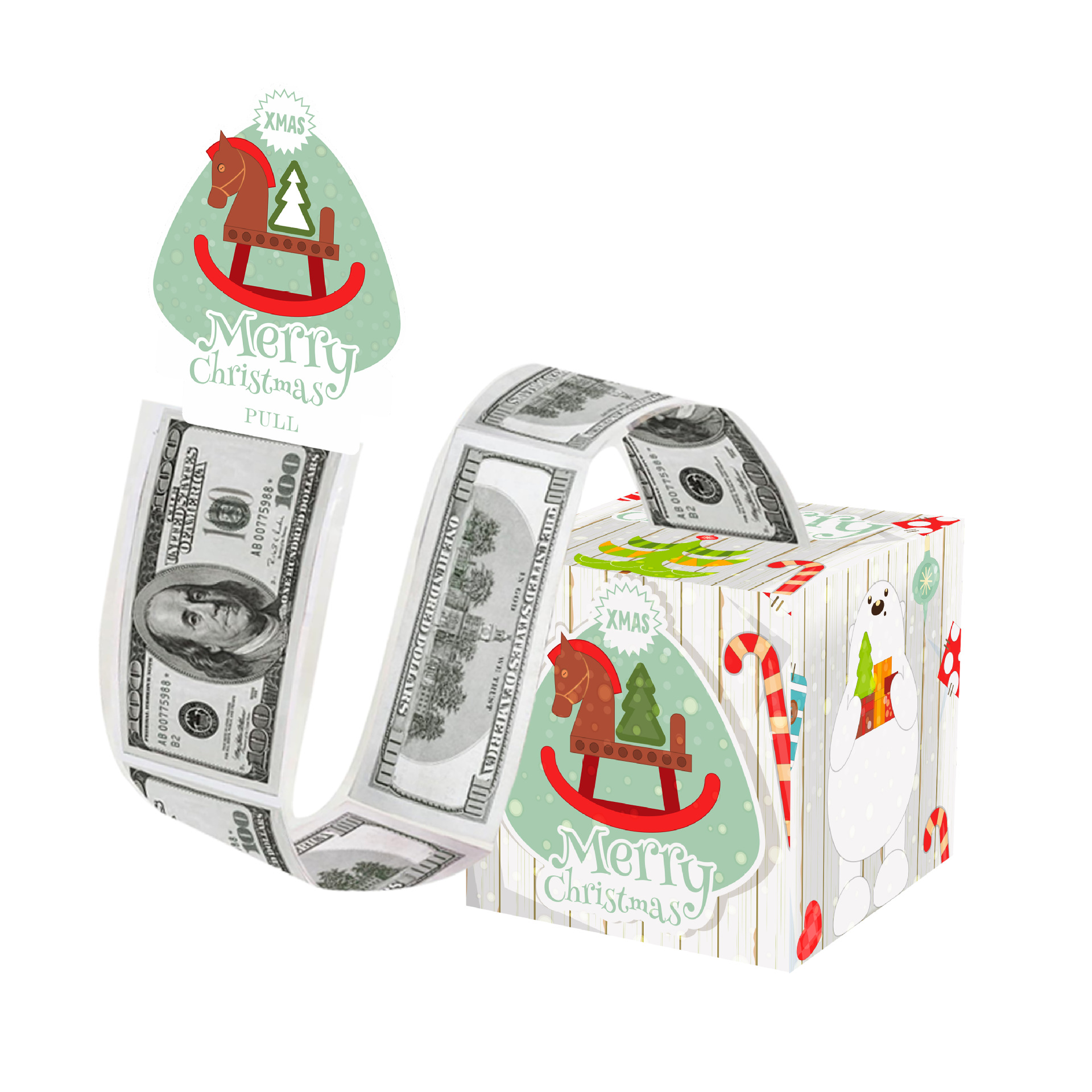 用于现金礼物拉的圣诞节钱盒DlY假期惊喜钱礼品盒用于儿童成人的