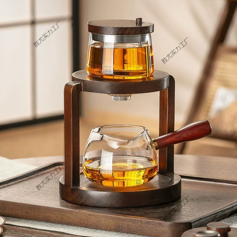 Новый китайский автоматический чайник для ленивого заваривания с нажимным механизмом, стеклянный чайный набор для дома