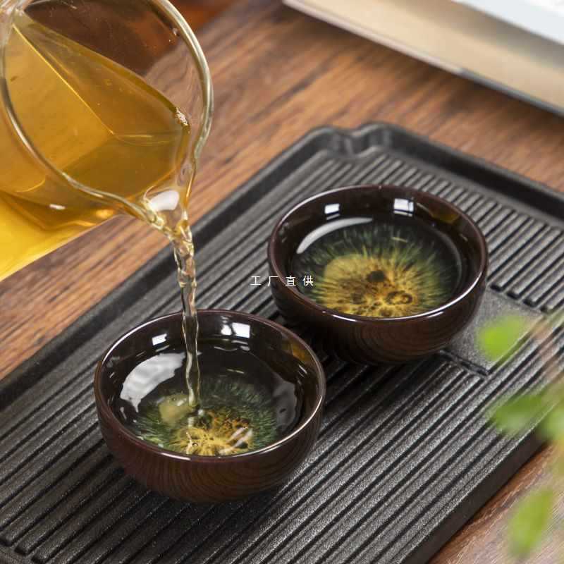 窑变沙金杯小茶杯茶具陶瓷主人罗汉杯茶盏单个品茗杯茶碗日式建盏