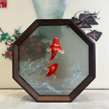 手工刺绣实木框双面绣台屏带礼盒新中式装饰摆件寓意吉祥工艺品