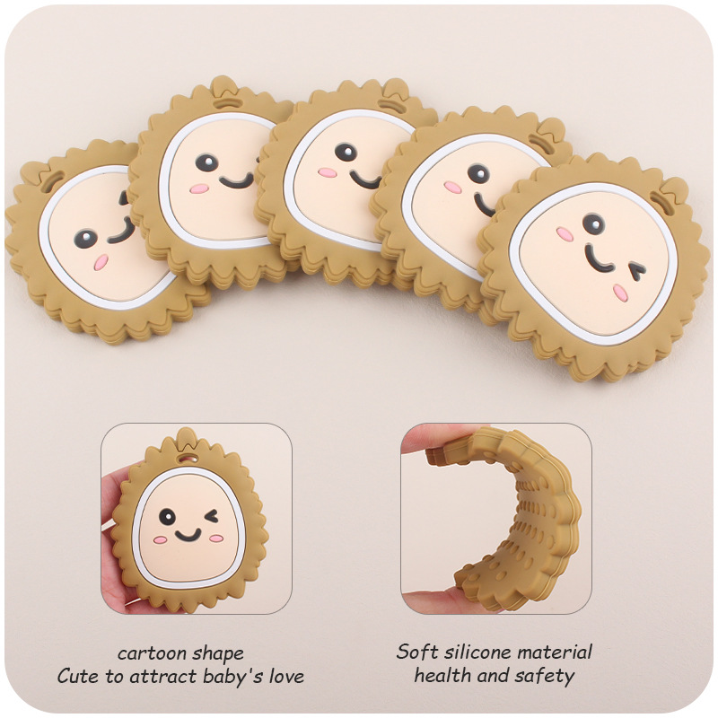 Nuevo bebé suministros dibujos animados fruta Durian teether calmante bebé creativo silicona mordedura molar juguete