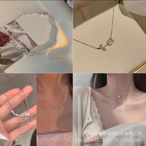 Titanium steel necklace for women, black agate beads lockchain, summer high-end cool style choker,  new fashion trend.