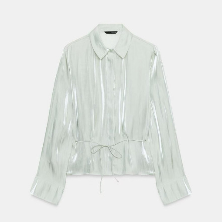 TAOP&ZA Spring/Summer New Women's Elegant Long-Sleeve Turn-Down Collar Shirt with Metallic Effect and Belt 4387801 TAOP&ZA Spring/Summer New Women's Elegant Long-Sleeve Turn-Down Collar Shirt with Metallic Effect and Belt 4387801