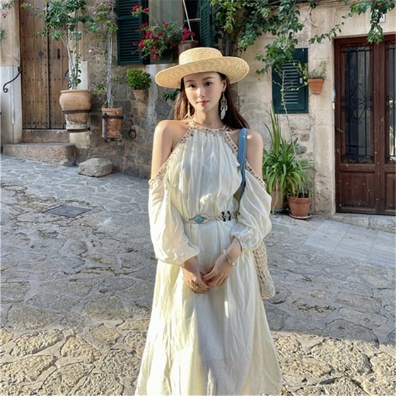 Bohemian Ethnic Style Seaside Vacation dress Children's Tea Break French Style Xinjiang Travel Wear Elegant Long Dress