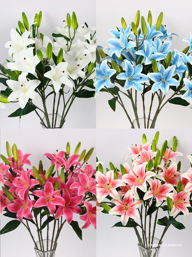 婚庆花手大百合 塑料假花胶花蝴蝶兰摆件婚礼堂装饰花