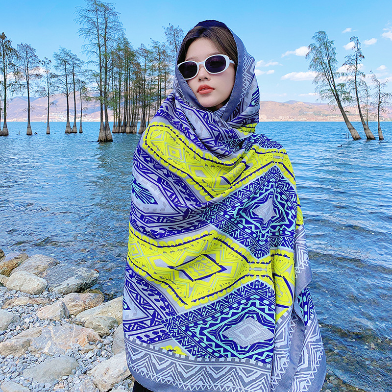 Böhmischer Ethnischer Schal Für Damen Fransen Strandtuch_voghion.com