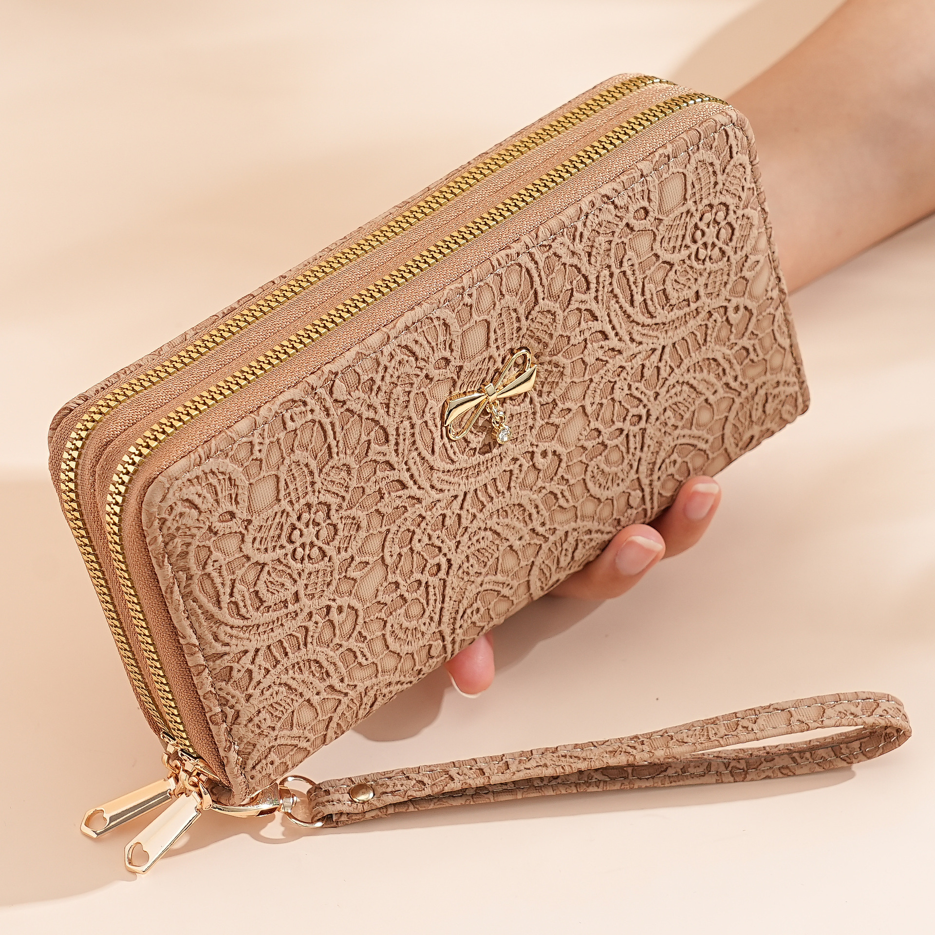 Cartera de mujer de gran capacidad nueva bolsa de mano transfronteriza de venta caliente doble cremallera cartera de mujer cartera de alta calidad