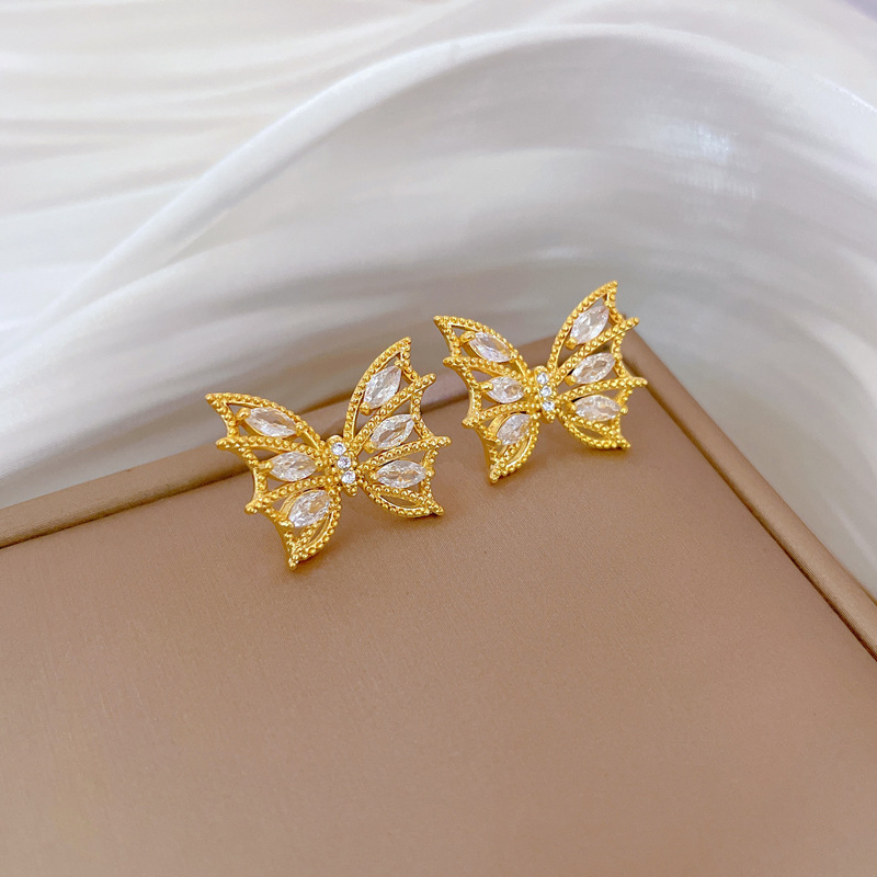 Set collana e orecchini farfalla con strass di lusso_voghion.com