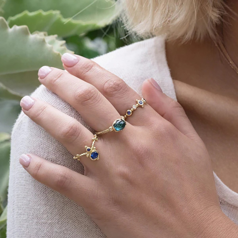 Fashion Round Sterling Silver Inlay Zircon Rings 1 Piece