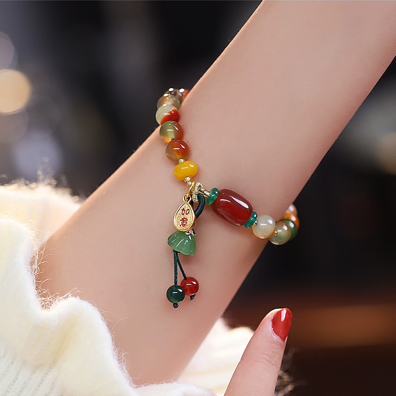 New Chinoiserie Natural Stone Ethnic Style Lotus Bracelet National Trend Design New Ruyi Bracelet Women's Autumn and Winter Gift