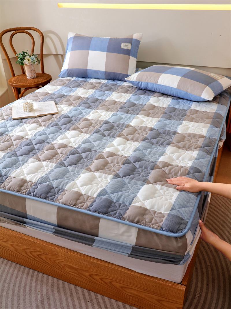 Color sólido pro-piel lavable algodón cama de algodón cama de comercio exterior cama de algodón máscara de cama a prueba de polvo gruesa cubierta protectora de Simmons