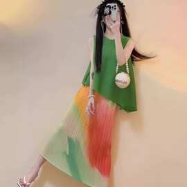 百褶裙女夏季新款高腰百搭气质甜美显瘦小个子a字半身裙