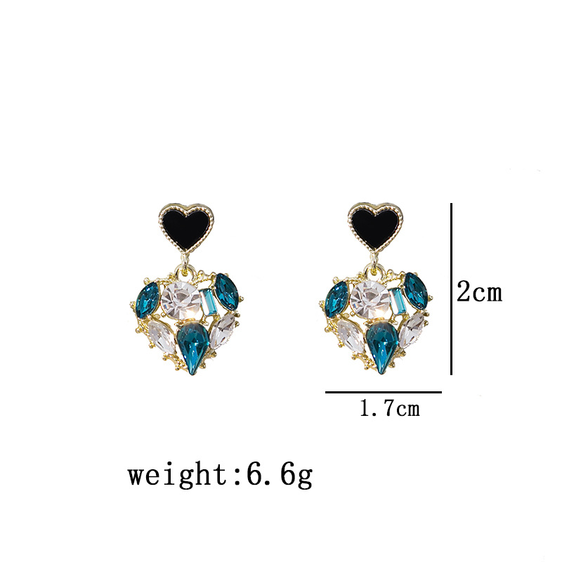 1 Pair Casual Simple Style Heart Shape Flower Bow Knot Enamel Plating Inlay Alloy Rhinestones Pearl Drop Earrings display picture 3