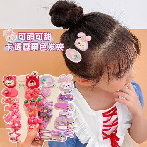 New Cute Strawberry Bear Star Dew Hair Clip Set Bangs Clip Girls Broken Hair Clip Children's Hair Accessories