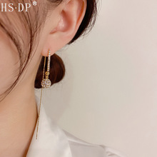 抖音同款超閃鋯石球球耳線女個性冷淡風長款耳環高級感輕奢耳飾品