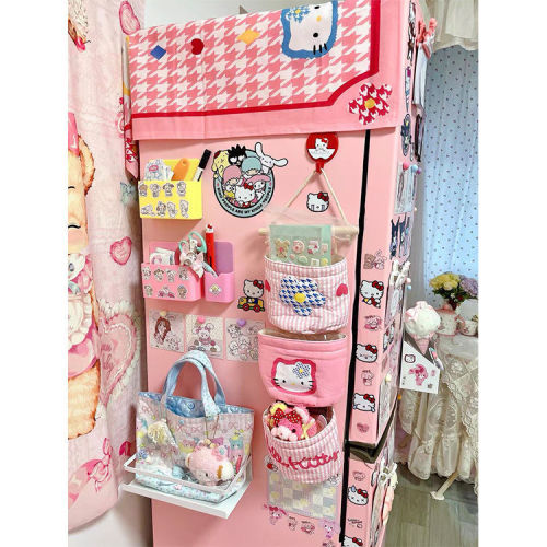 hellokitty storage hanging bag hanging bag bedside door fabric storage bag room storage artifact