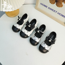 女宝宝童鞋2024秋季新款韩版小香风爱心珍珠蝴蝶结女童皮鞋公主鞋