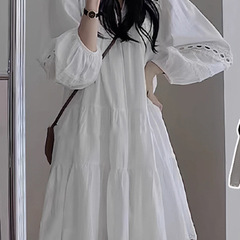 法式白色衬衫连衣裙女2025新款秋季小个子巨好看新疆云南旅游穿搭